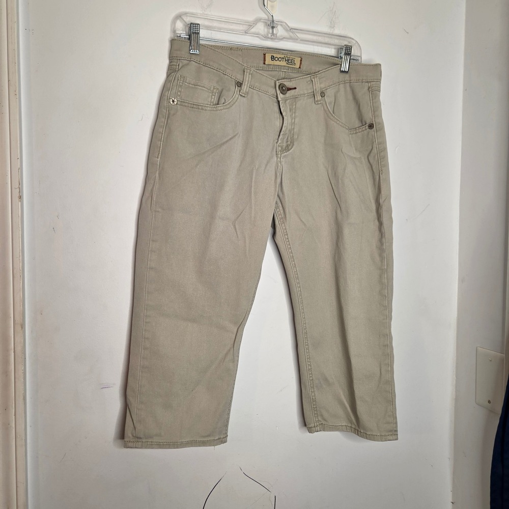 Bootheel Trading Co Sheryl Crow Khaki Tan Embroidered Cropped Capri Pants 32x19